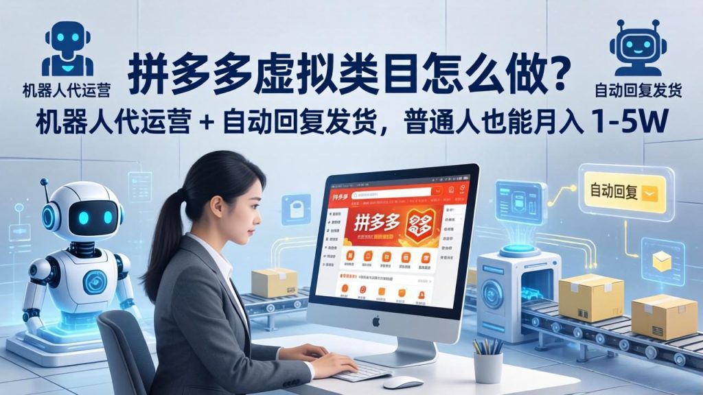 拼多多虚拟类目怎么做？机器人代运营 + 自动回复发货，普通人也能月入 1-5W-优创圈