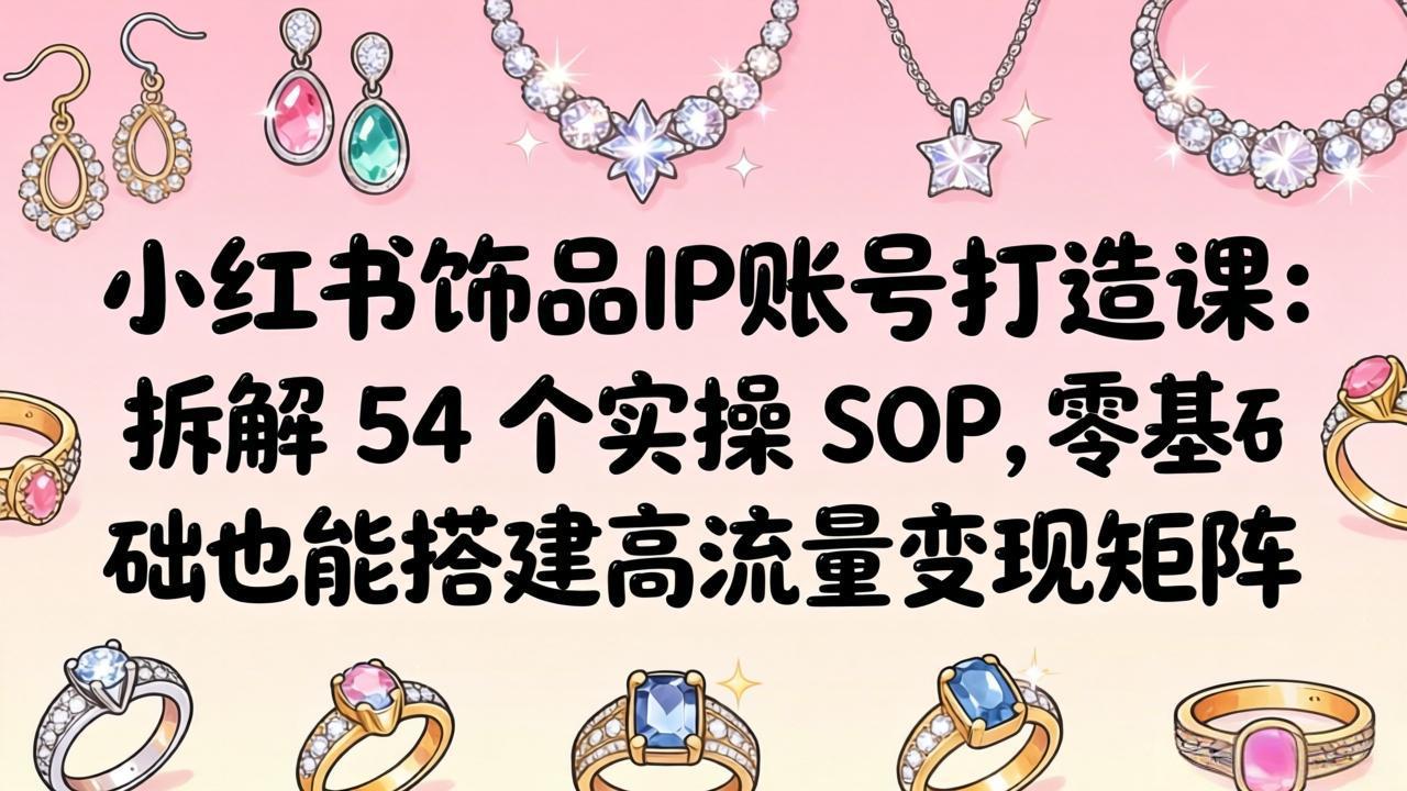 小红书饰品IP账号打造课：拆解 54 个实操 SOP，零基础也能搭建高流量变现矩阵