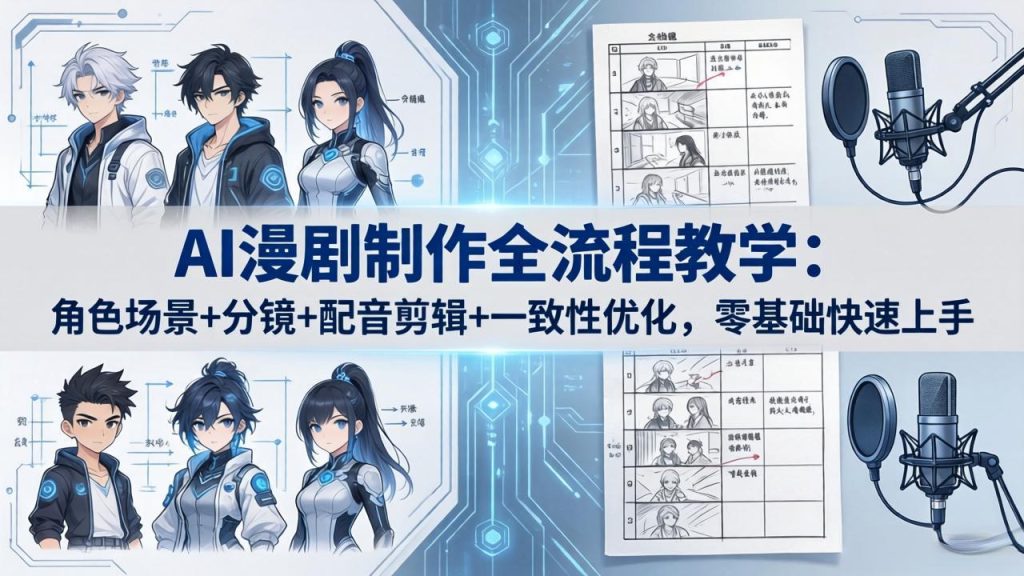 AI漫剧制作全流程教学：角色场景+分镜+配音剪辑+一致性优化，零基础快速上手-优创圈