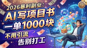 2026暴利副业：AI 写项目书，一单 1000 块，不用引流，告别打工-优创圈