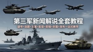第三军迷新闻解说全套教程：建号+选题+文案+配音+剪辑+封面+发布一站式教学-优创圈