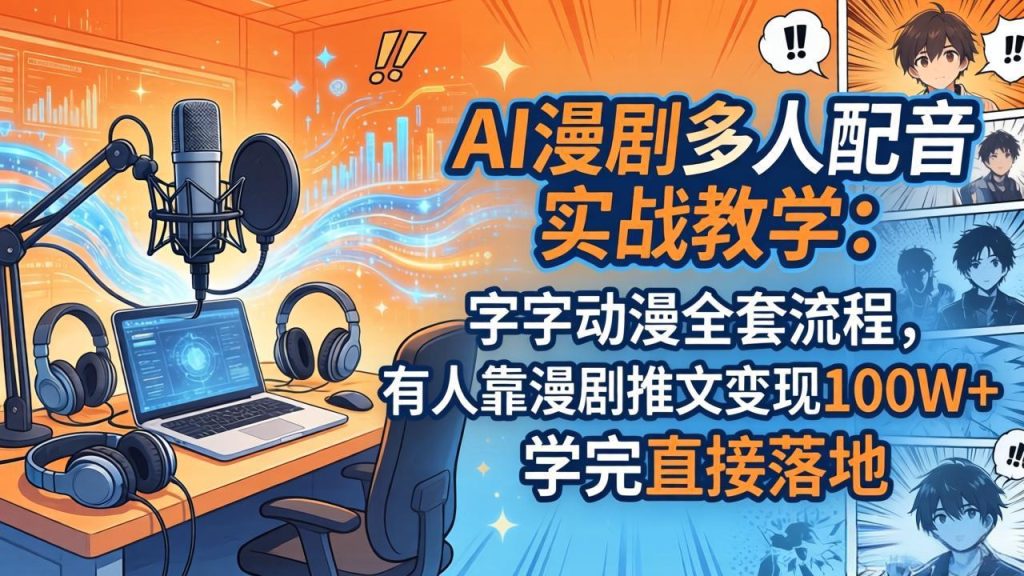 AI漫剧多人配音实战教学：字字动漫全套流程，有人靠漫剧推文变现100W+，学完直接落地-优创圈