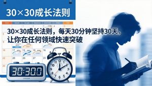 付费文章：30×30成长法则，每天30分钟坚持30天，让你在任何领域快速突破-优创圈