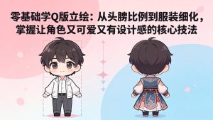 零基础学Q版立绘：从头身比例到服装细化，掌握让角色又可爱又有设计感的核心技法-优创圈