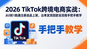 2026TikTok跨境电商实战-更新：从0到1跑通注册选品上架，出单发货回款全流程手把手教学-优创圈