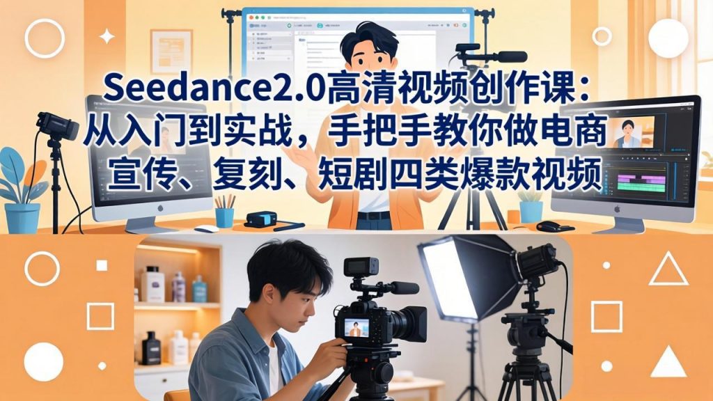 Seedance2.0高清视频创作课：从入门到实战，手把手教你做电商、宣传、复刻、短剧四类爆款视频-优创圈
