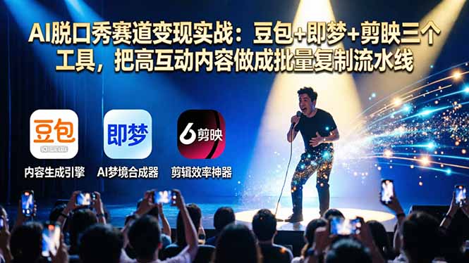 AI脱口秀赛道变现实战：豆包+即梦+剪映三个工具，把高互动内容做成批量复制流水线-优创圈