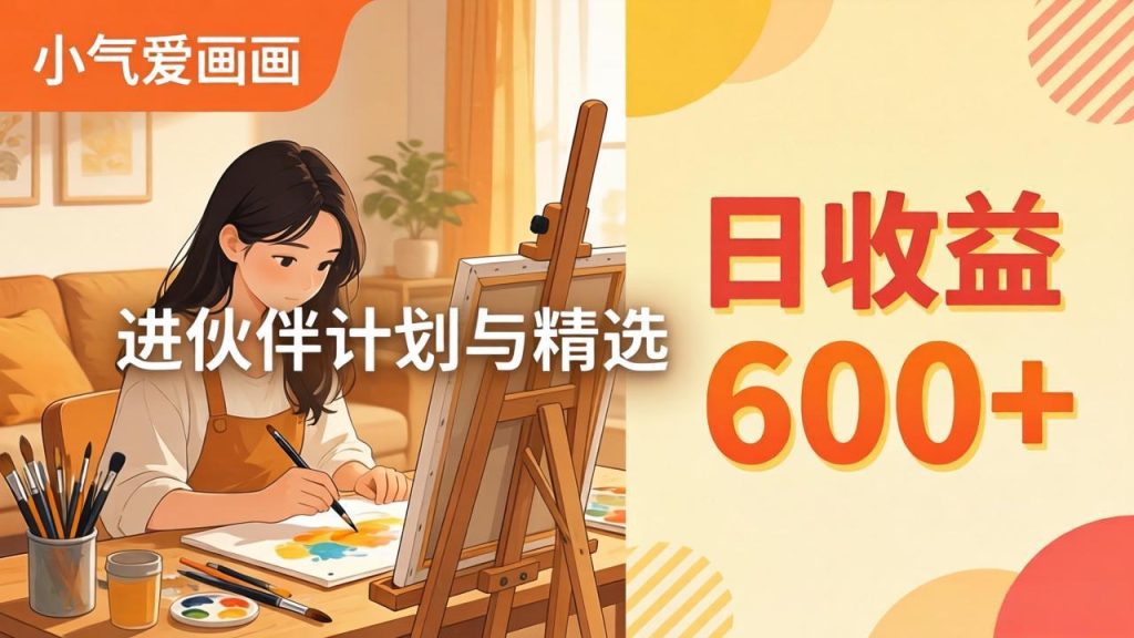 AI绘画视频变现课-更新教学：小气爱画画，作品制作简单日收益600+，进伙伴计划与精选-优创圈