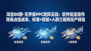 淘宝80期-无界低PPC矩阵实战：软件批量操作降低点击成本，标准+智能+人群三矩阵投产择优-优创圈