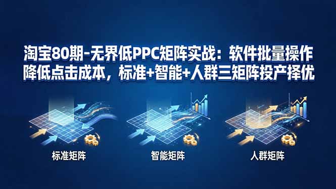 淘宝80期-无界低PPC矩阵实战：软件批量操作降低点击成本，标准+智能+人群三矩阵投产择优-优创圈