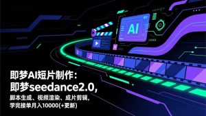 即梦AI 短片制作(更新)：即梦seedance2.0，脚本生成、视频渲染、成片剪辑，学完接单月入10000+-优创圈