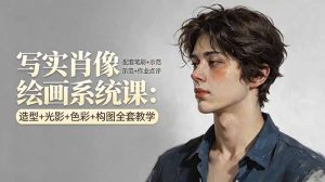 写实肖像绘画系统课：造型+光影+色彩+构图全套教学，配套笔刷+示范+作业点评-优创圈