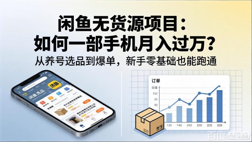 闲鱼无货源项目：如何一部手机月入过万？从养号选品到爆单，新手零基础也能跑通-优创圈