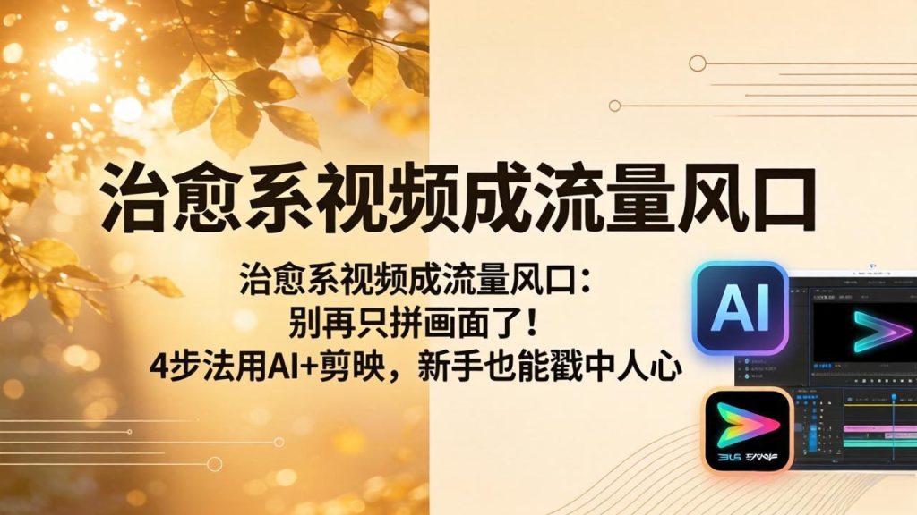 治愈系视频成流量风口：别再只拼画面了！4步法用AI+剪映，新手也能戳中人心-优创圈