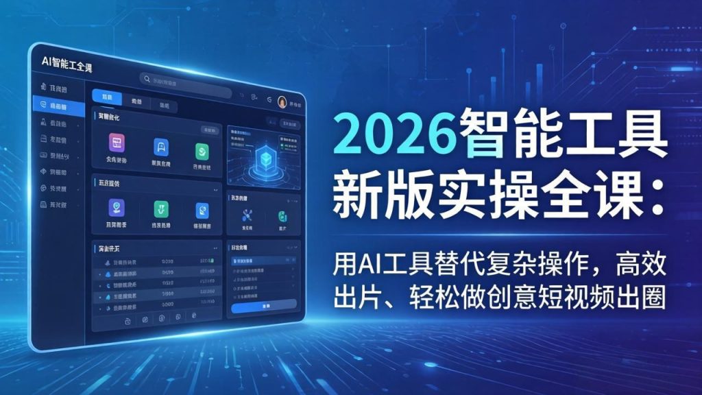 2026智能工具新版实操全课：用AI工具替代复杂操作，高效出片、轻松做创意短视频出圈-优创圈
