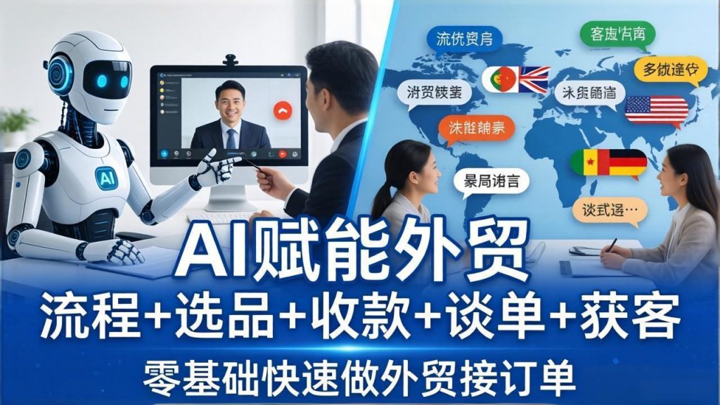外贸+AI实战课：流程+选品+收款+谈单+获客，零基础快速做外贸接订单-优创圈