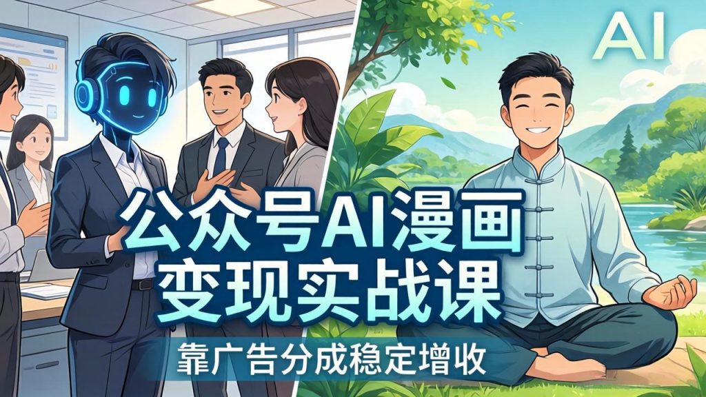公众号AI漫画变现实战课：星座/职场/养生多赛道+智能体发文，靠广告分成稳定增收-优创圈