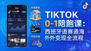 TIKTOK 0-1 陪跑课：从环境搭建到刷对标剪辑，西班牙语赛道海外变现全流程-优创圈