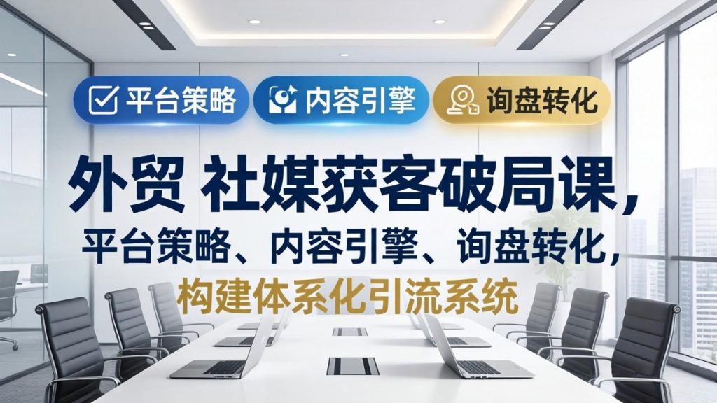 外贸 社媒获客破局课，平台策略、内容引擎、询盘转化，构建体系化引流系统（更新26年3月）-优创圈