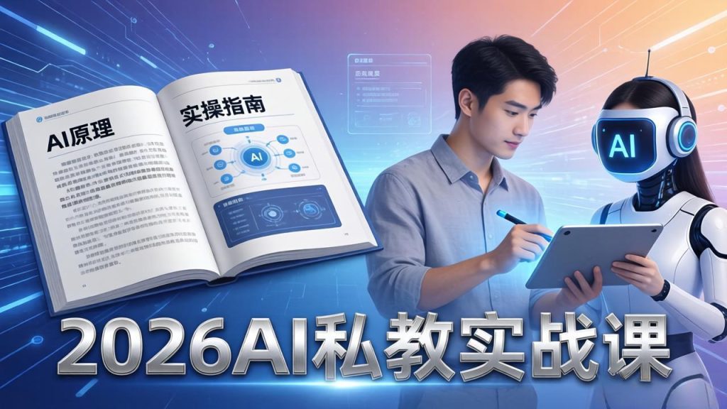 2026AI私教实战课：从AI原理到全场景实操，零基础学会用AI提效+单人单干创业-优创圈