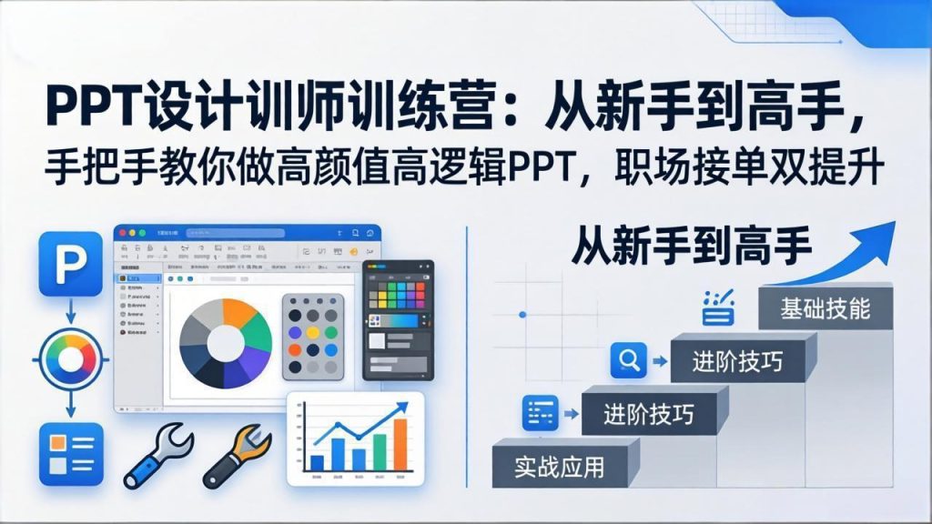 PPT设计训师训练营：从新手到高手，手把手教你做高颜值高逻辑PPT，职场接单双提升-优创圈