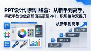 PPT设计训师训练营：从新手到高手，手把手教你做高颜值高逻辑PPT，职场接单双提升-优创圈