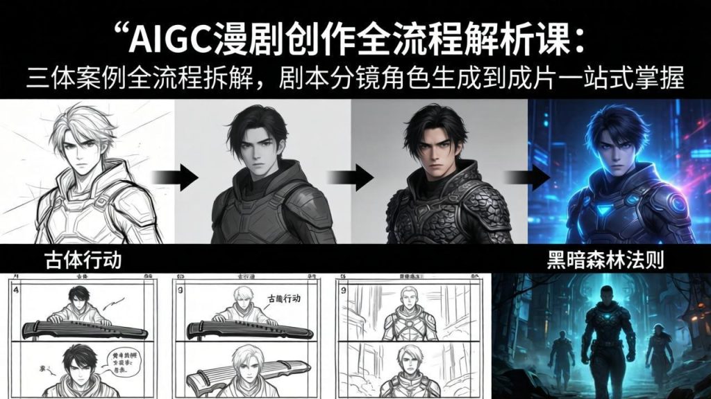 AIGC漫剧创作全流程解析课：三体案例全流程拆解，剧本分镜角色生成到成片一站式掌握-优创圈