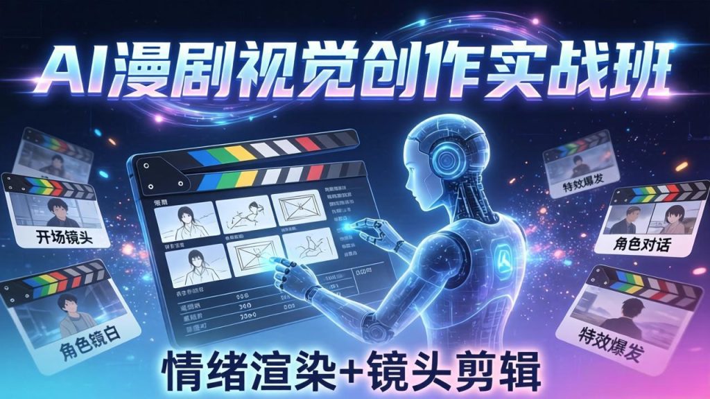 AI漫剧视觉导演思维实战班，从脚本到成片全掌握，分镜设计情绪渲染一站学会-优创圈