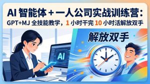 AI 智能体 + 一人公司实战训练营：GPT+MJ 全技能教学，1 小时干完 10 小时活解放双手-优创圈