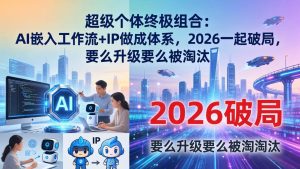 超级个体终极组合-更新：AI嵌入工作流+IP做成体系，2026一起破局，要么升级要么被淘汰-优创圈