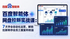 百度智能体 + 网盘拉新实战课：7 天学会自动化运营，解锁拉新转存会员三重复利收益-优创圈