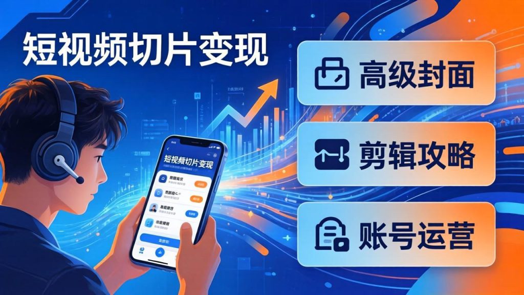 短视频切片变现速成班2.0：高级封面+剪辑攻略+账号运营，0基础小白快速入局副业-优创圈