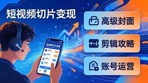 短视频切片变现速成班2.0：高级封面+剪辑攻略+账号运营，0基础小白快速入局副业-优创圈