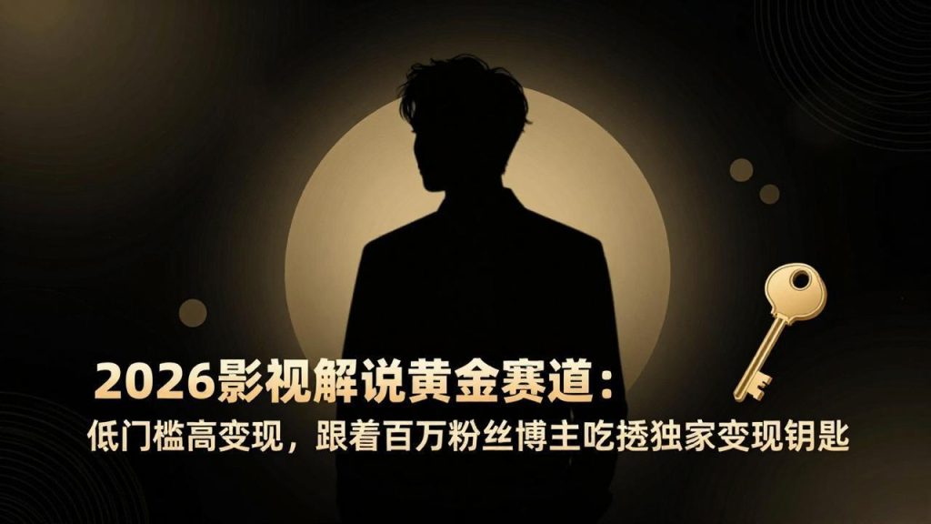 2026影视解说黄金赛道：低门槛高变现，跟着百万粉丝博主吃透独家变现钥匙-优创圈