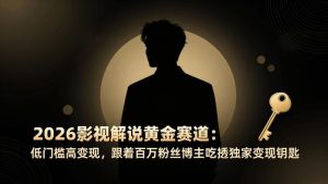 2026影视解说黄金赛道：低门槛高变现，跟着百万粉丝博主吃透独家变现钥匙-优创圈