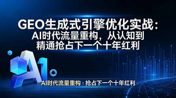 GEO 生成式引擎优化实战：AI时代流量重构，从认知到精通抢占下一个十年红利-优创圈