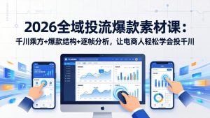 2026全域投流爆款素材课：千川乘方+爆款结构+逐帧分析，让电商人轻松学会投千川-优创圈