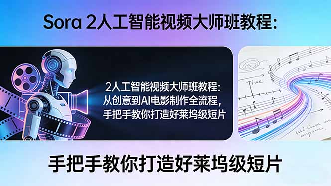 Sora 2人工智能视频大师班教程：从创意到AI电影制作全流程，手把手教你打造好莱坞级短片-优创圈