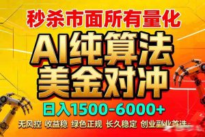 2026全网首发黑马项目，AI美金算法对冲，日入2000-6000+，稳定长效0风险，彻底告别996死工资-优创圈