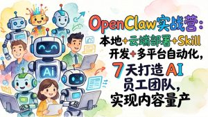 OpenClaw实战营-更新：本地+云端部署+Skill开发+多平台自动化，7天打造AI员工团队+实现内容量产-优创圈