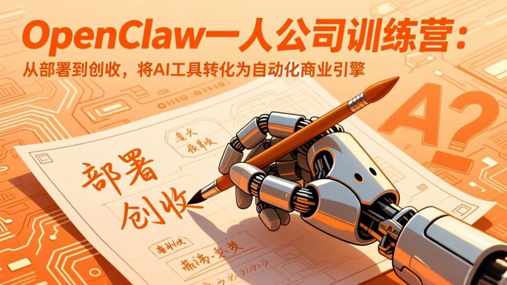 OpenClaw小龙虾一人公司训练营-更新：从部署到创收，将AI工具转化为自动化商业引擎-优创圈