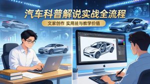 抖音汽车科普解说实战：文案+动画+画面处理+去水印全流程，打造专业汽车科普视频-优创圈