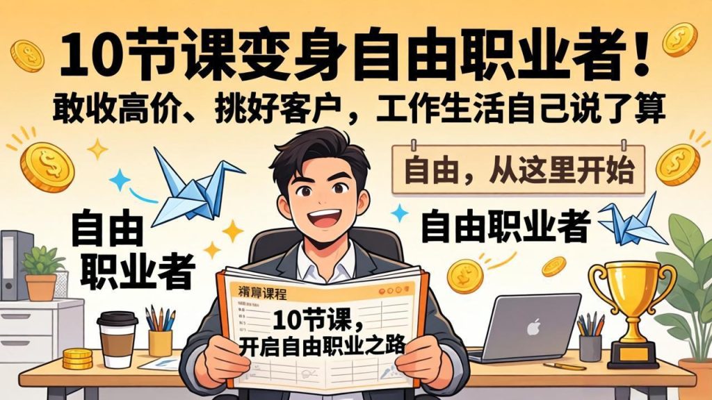 10 节课变身自由职业者！敢收高价、挑好客户，工作生活自己说了算-优创圈