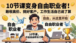 10 节课变身自由职业者！敢收高价、挑好客户，工作生活自己说了算-优创圈