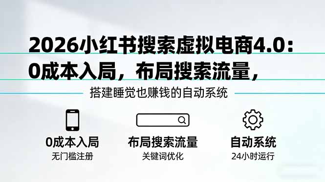 2026小红书搜索虚拟电商4.0：0成本入局，布局搜索流量，搭建睡觉也赚钱的自动系统-优创圈