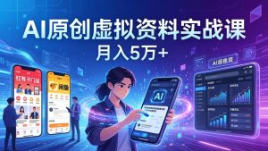 AI原创虚拟资料实战课：2026新机会，小红书闲鱼开店，普通人用AI轻松变现，月入5万+-优创圈