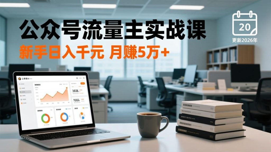 公众号流量主实战课-更新26年3月，爆文写作、流量池运营、多平台分发，新手日入千元月赚5w+-优创圈
