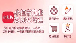 小红书商业变现实操课：从账号定位到爆款笔记，从选品开店到IP打造，一套课程打通变现全链路-优创圈