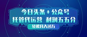 头条加公众号 托管代运营 利润分成模式 轻松月入过万-优创圈