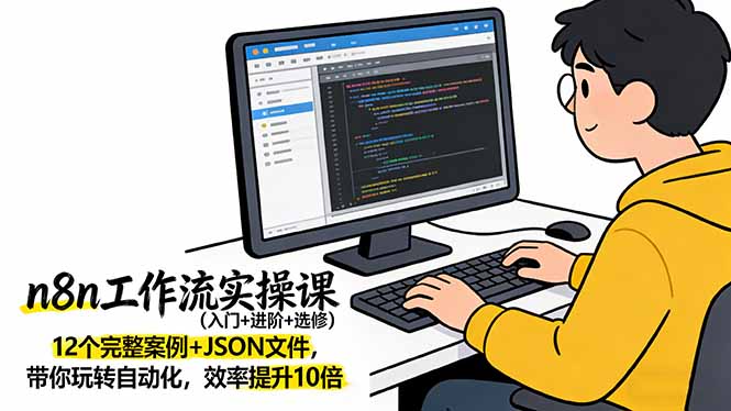 n8n工作流实操课（入门+进阶+选修）12个完整案例+JSON文件，带你玩转自动化，效率提升10倍-优创圈